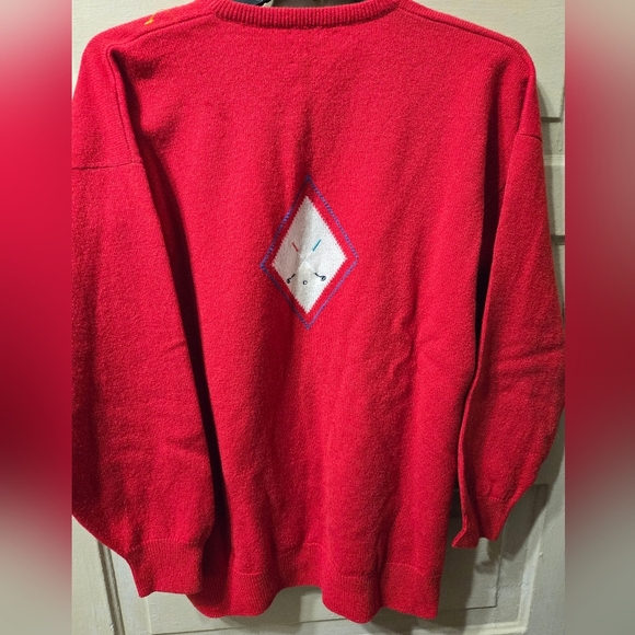 Clan Royal Lambs Wool Preppy Embroidered Golf Design V-Neck Sweater - Picture 11 of 13